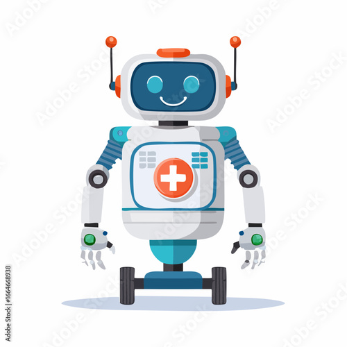 Friendly Medical Robot with a Plus Sign