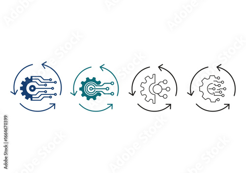 Digital transformation icon multiple style collection vector set on a white background. 
Flat digital transformation icon sign symbol collection for mobile and web apps design