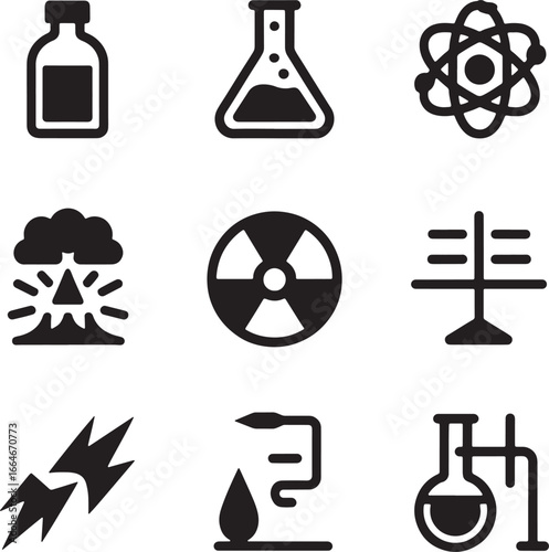 Science Laboratory Equipment Icons Set