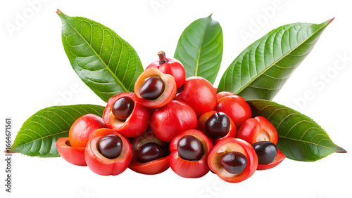 Red Guarana Fruit Isolated on White Background