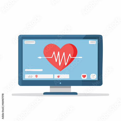 Heartbeat monitor displaying a red heart with a vibrant jagged waveform