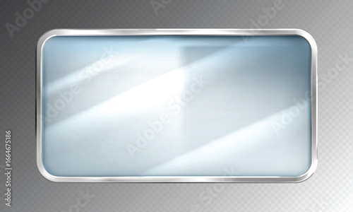 16:9 vector image of a mirror reflection, suitable for application on glass, plastic, or acrylic window surfaces. Offers a glossy, luminous appearance with bright highlights and transparency.