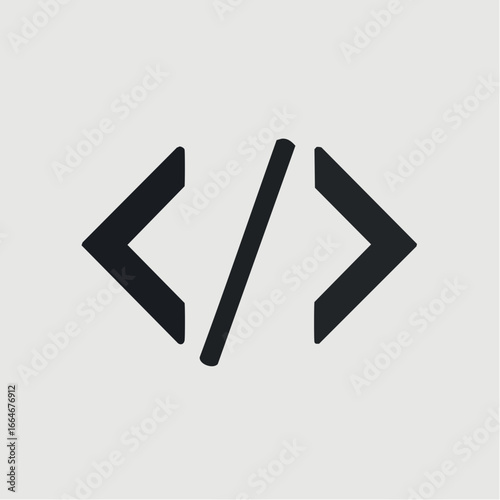 Bold Black Code Symbol Representing Programming and Development