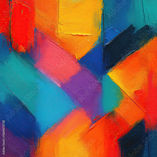 Isolate transparent Vibrant Abstract Painting with Bold Colors and Dynamic Brushstrokes in Canvas PNG die-cut for advertising