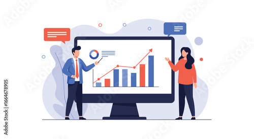 Business growth strategy analysis presentation data visualization meeting corporate performance review discussion team collaboration corporate success planning economic trends financial projections