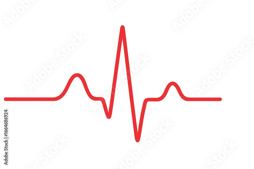 Heartbeat red line vector illustration. Pulse or cardiogram concept. EKG, ECG wave symbol for medical and health design. Heart rate monitor graph. Abstract cardio trace.