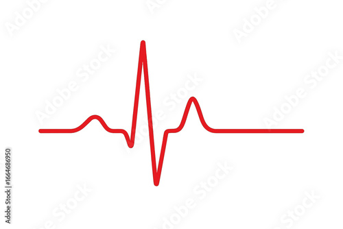 Red Heartbeat Line Vector Illustration. Abstract ECG Pulse Wave. Isolated Medical Electrocardiogram Trace. Cardiology Health Symbol. Vital Signs Monitor Graphics. Emergency Heart Rate Concept