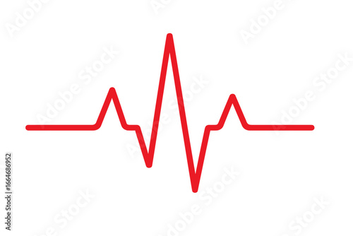 Heartbeat red line vector illustration. Pulse red vector trace. EKG cardio line red symbol. Medical and healthy concept. Abstract wave icon for cardiology and health care.