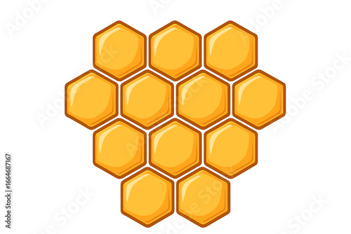 Vector honeycomb hexagon pattern. Isolated honey comb texture design with cartoon illustration. Sweet golden natural food background. Hexagonal cell structure for apiary concept.