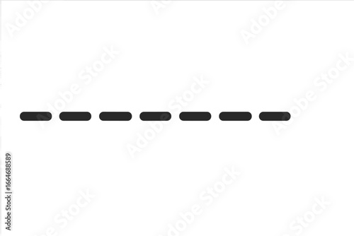 Dashed line vector element for design. Horizontal dash stripe or dotted line separator. Simple geometric shape for a website divider or page border. Minimalist graphic pattern.