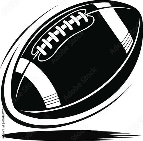 Dynamic American Football Illustration Black and White Design for Sports Enthusiasts and Graphic Applications Featuring Motion and Speed Lines for a Strong Visual Impact