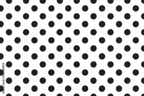 Seamless polka dot pattern with black circles on a white background. Simple vector geometric texture. Classic monochrome repeatable design for print, web, or fabric.