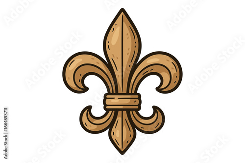 Fleur de lis symbol. Royal french heraldry. Elegant lily flower emblem. Medieval heraldic icon. Vintage decorative element. Antique ornament. France sign. Vector logo cartoon.