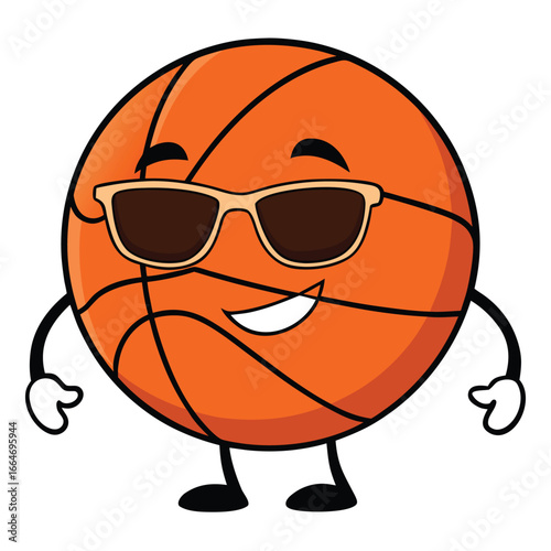 Cool Basketball Character Wearing Sunglasses Ready to Play