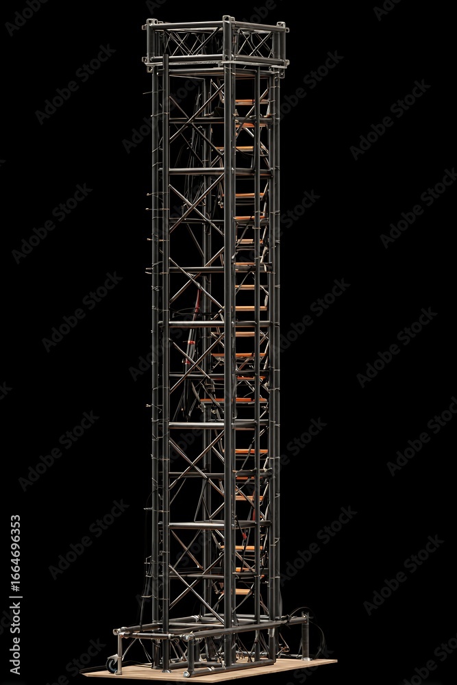 industrial steel scaffolding tower construction site night illuminated metal structure framework industrial steel scaffolding tower construction site night illuminated metal structure framework