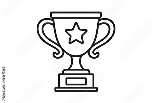 Outline of a trophy symbolizing achievement and success in competitions and awards events, vector cartoon illustration on transparent background, winning prize cup design