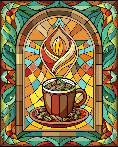 coffee , Stained Glass Style, 