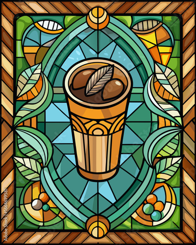 coffee , Stained Glass Style, 
