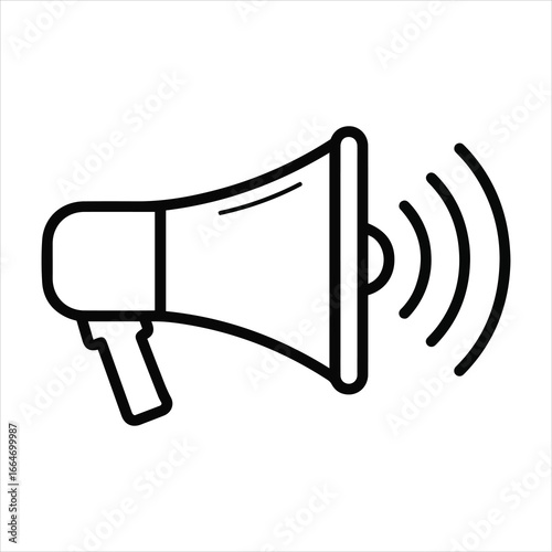 Bold megaphone icon symbolizing public announcement loudspeaker and sound amplification