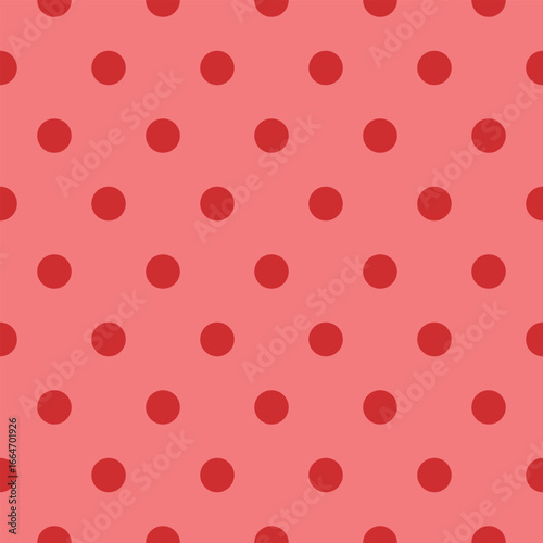 Vibrant seamless polka dot design with pink background and bold red dots. Great for Valentine’s, festive decor, and prints.