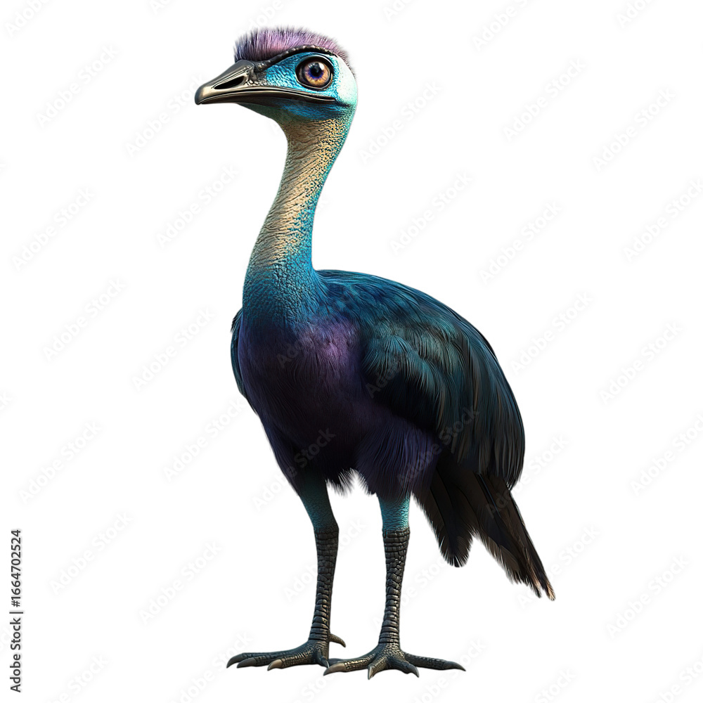 Fototapeta premium Vibrant Blue Prehistoric Bird Illustration