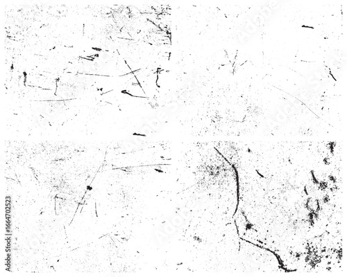 This image portrays a distressed texture overlay, perfect for adding age and imperfections to designs. It features gritty details, scratches, and faded patches.  Useful for backgrounds.