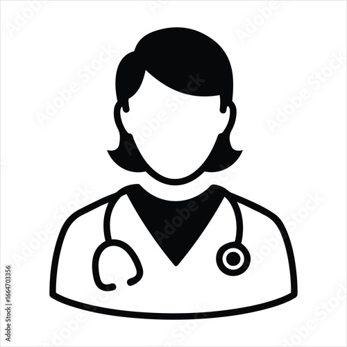 Professional female doctor icon with stethoscope ready for patient care and medical consultation