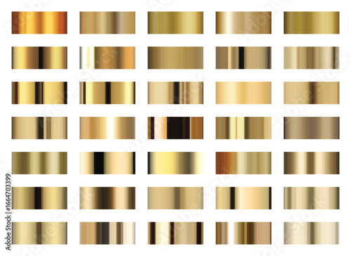 This image features a set of metallic gold gradient color swatches displayed in a grid against a clean white backdrop. Each swatch presents a different gradient variation.