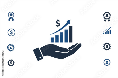 Hand holding rising bar graph with dollar sign symbolizing financial growth and success