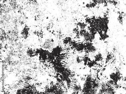 This black and white image features a grunge texture with a rough and weathered surface. The contrast between dark and light creates a distressed and aged effect, suitable for backgrounds.