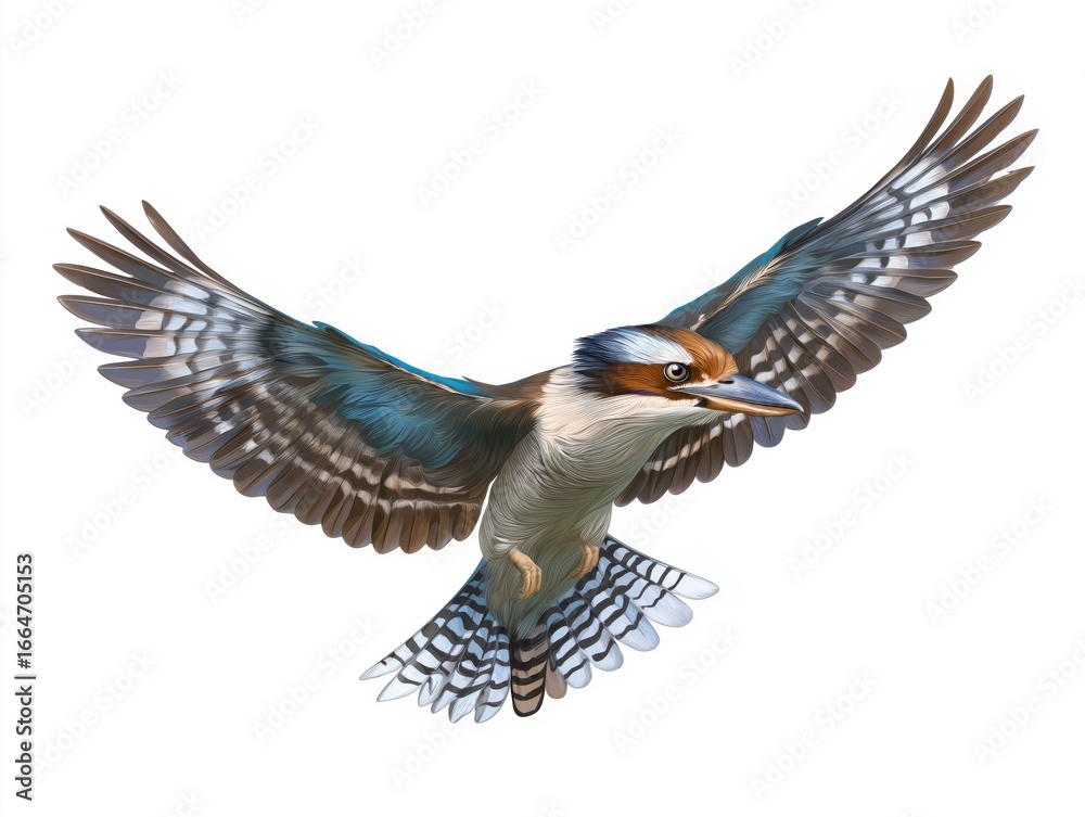 Obraz premium Colorful bird with striking plumage is soaring gracefully through the air, showcasing its vibrant feathers and dynamic wingspan in a captivating display of nature's beauty