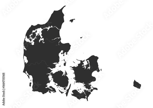 Vector silhouette map of Denmark in simple style
