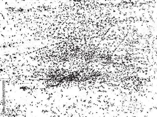 Black and white abstract texture with a high contrast of scattered specks and thin lines. The worn appearance creates a sense of depth and a grunge-like effect for backgrounds.