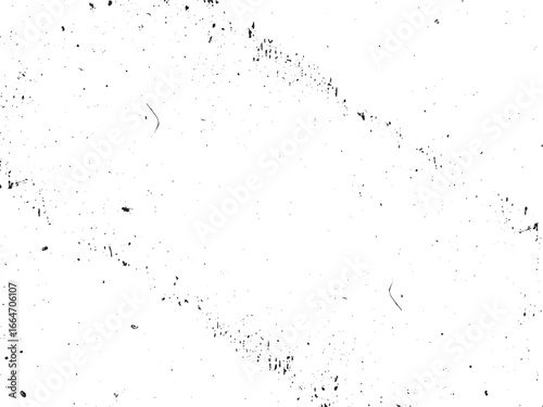The image presents a distressed white surface, heavily marked with an array of black specks and imperfections, creating a textured effect of age and wear.