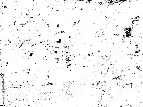 High contrast grunge texture displaying a weathered and aged appearance. Black ink splatters scattered across a white canvas create a gritty, distressed surface.