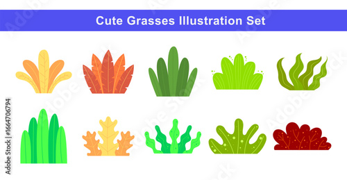 Colorful Bushes and Foliage Set for Nature and Landscape Design Pack. Vector Illustration Set