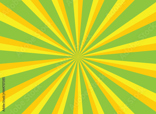 A vibrant radial pattern features green background with streaks of golden yellow emanating from the center, radiating energy, and creating a visually stimulating backdrop.