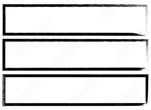 Three horizontally aligned rectangular frames with black borders rest against a white background, each frame has a distinctive, roughly sketched texture, creating a handmade feel.