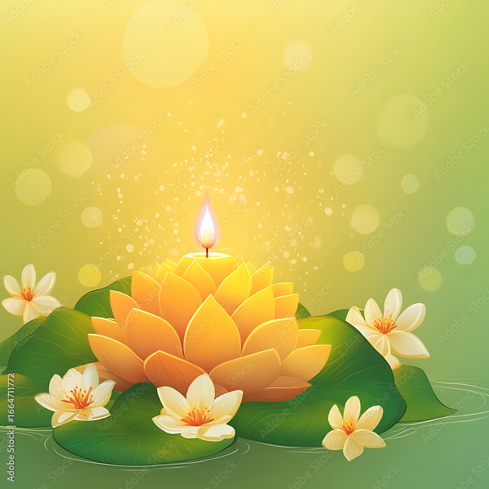 Obraz premium Floating lotus candle
