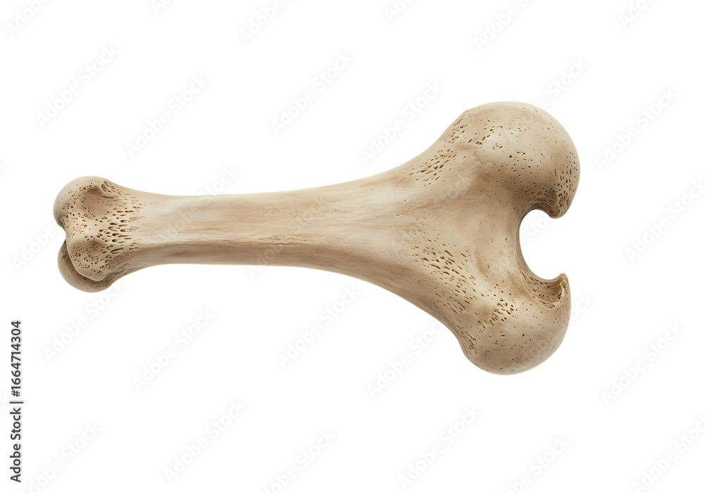 Closeup of a Single Animal Bone on Black Background isolated on transparent background
