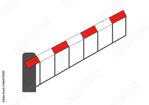 Vector graphic of barrier with red and white pattern. Illustration made August 24th, 2025, Zurich, Switzerland.
