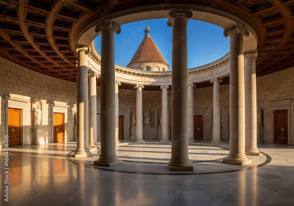 Fototapeta premium Classical Round Courtyard with Columns