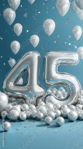 Happy 45th Birthday Greeting Background. Festive Celebration Number Decoration. only the number 45, without inscriptions.
