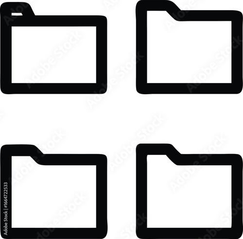 set of four folder icons representing digital file management and storage