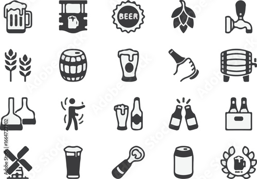 Vector illustration set of beer icons with transparency suitable for design projects