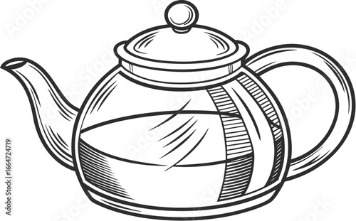 Vintage Hand-Drawn Glass Teapot Illustration