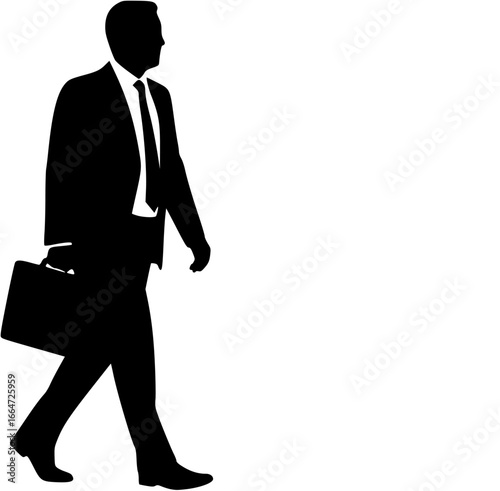 Businessman and businesswoman walking silhouette.
