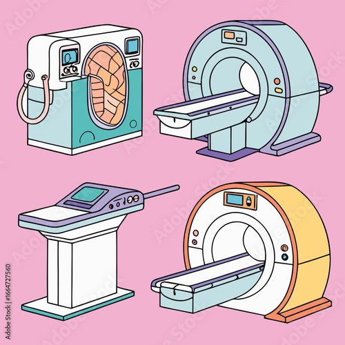 Medical equipment illustration of mri scanner machine for hospital diagnosis