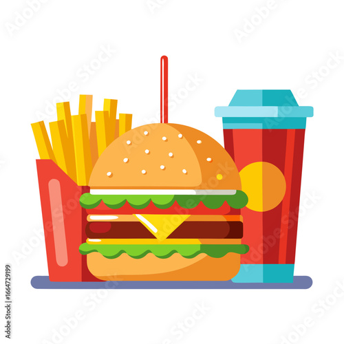 Burger Meal Combo Vector