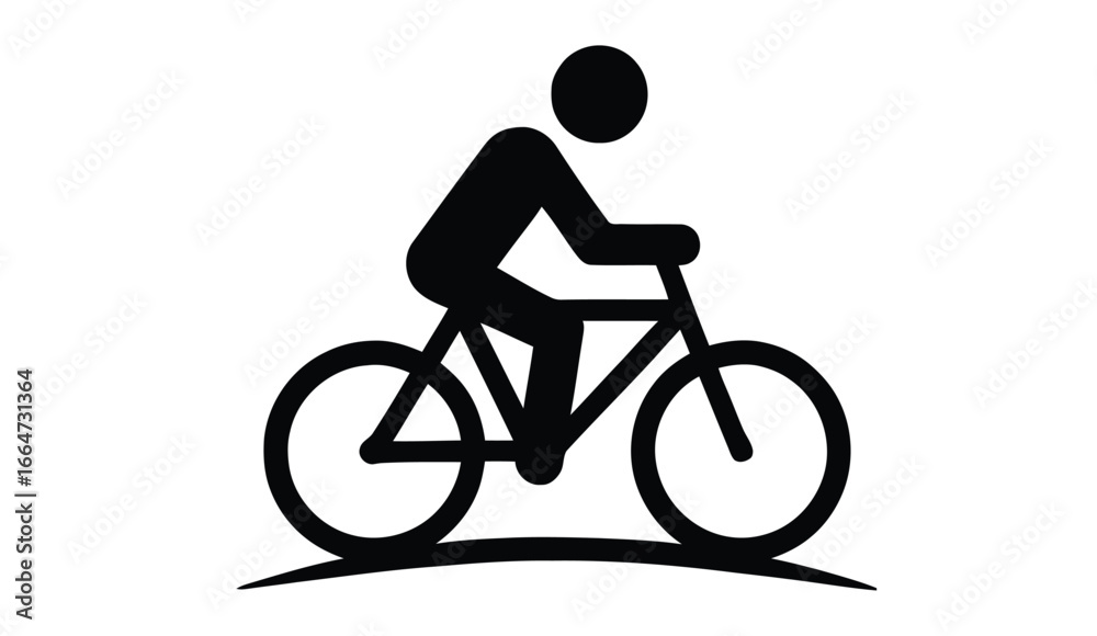 Obraz premium Flat Silhouette Of Man Riding Bicycle